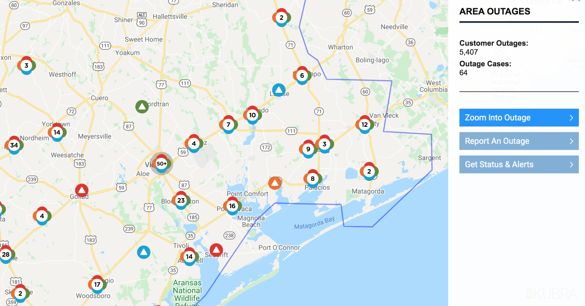 AEP outage map